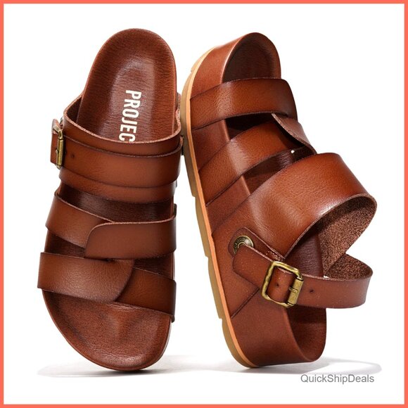 Strappy Wedge Sandals with Plush Insole, Non-Slip Platform